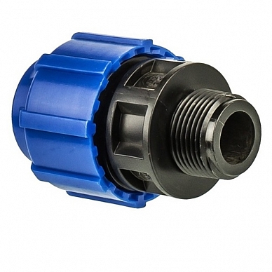 Муфта с нар.резбой 20х3/4 ПНД "ПОЛИТЭК" — фото 1